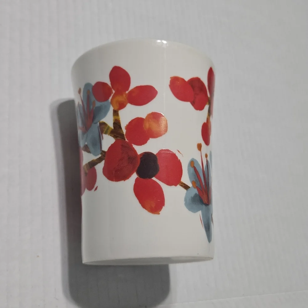 Starbucks Coffee Bean Blue Flowers Red Coffee Beans Floral Coffee Cup 12oz Mug